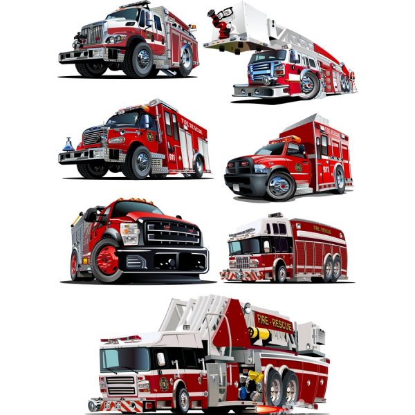 Fire Truck and Rescue Vehicle Vector Clipart Set Fire Truck and Rescue Vehicle Vector Clipart Set