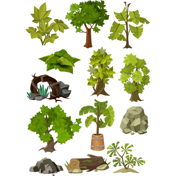 Eðli Clipart Vektor Búnt - Lifandi Tré & Náttúruöflunum Eðli Clipart Vektor Búnt - Lifandi Tré & Náttúruöflunum