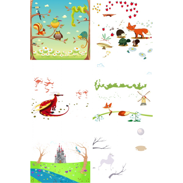 Eðli og Ímyndunarafl Vektor Clipart Setja Eðli og Ímyndunarafl Vektor Clipart Setja