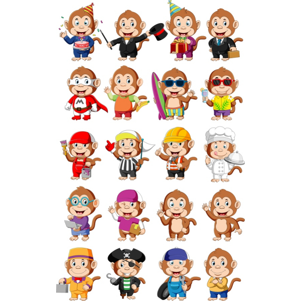 Scimmia Clipart Bundle - Adorabile Vettoriali Illustrazioni Scimmia Clipart Bundle - Adorabile Vettoriali Illustrazioni