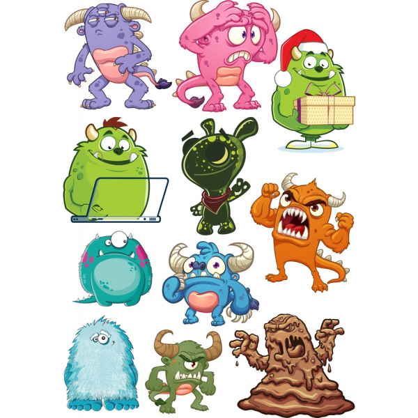 Čudovište Susreta Vektor Clipart Postavio Čudovište Susreta Vektor Clipart Postavio