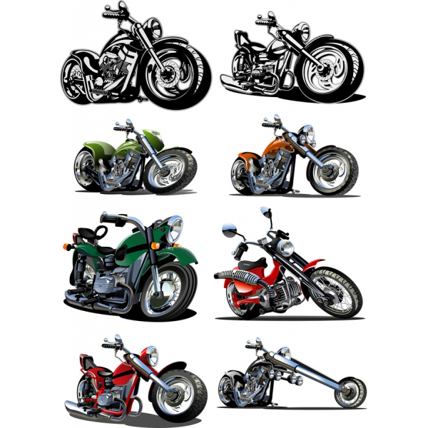 Prémiové Motocyklové Vektorové Ilustrace Sada Prémiové Motocyklové Vektorové Ilustrace Sada
