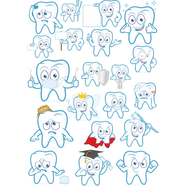 Zub, Znak, Clipart Bundle - Zábavné Vektorové Ilustrace pro Zubní Projektů Zub, Znak, Clipart Bundle - Zábavné Vektorové Ilustrace pro Zubní Projektů