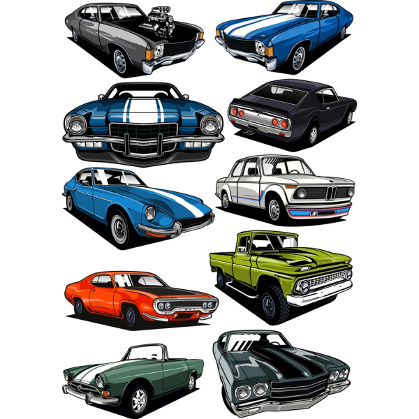 Voiture classique Vecteur Clipart Bundle - SVG et PNG Illustrations Voiture classique Vecteur Clipart Bundle - SVG et PNG Illustrations