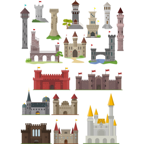 Burg Clipart-Vektor-Set Burg Clipart-Vektor-Set