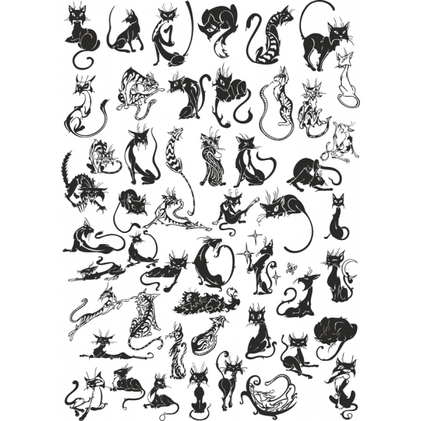 Elegantní Kočka Vektorové Ilustrace Předení-fect Kolekce