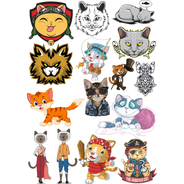 Cat Vector Clipart Bundle - Ilustrații Adorabil pentru Proiecte Creative