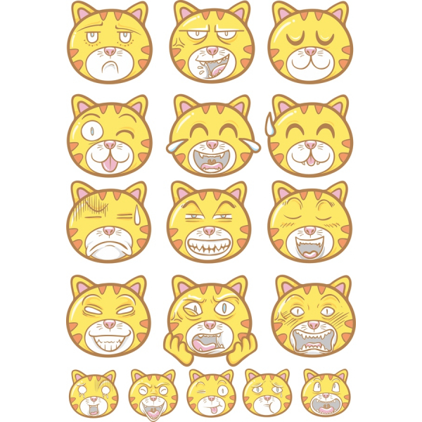 Cute Cat Emotion Vector Pack - SVG and PNG Illustrations Cute Cat Emotion Vector Pack - SVG and PNG Illustrations