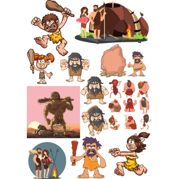 Zestaw klipartów Caveman - Ilustracji wektorowych dla kreatywnych projektów Zestaw klipartów Caveman - Ilustracji wektorowych dla kreatywnych projektów
