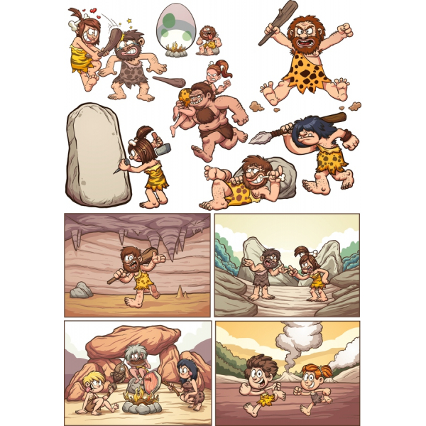 Caveman თავგადასავლები Vector ილუსტრაცია Bundle Caveman თავგადასავლები Vector ილუსტრაცია Bundle