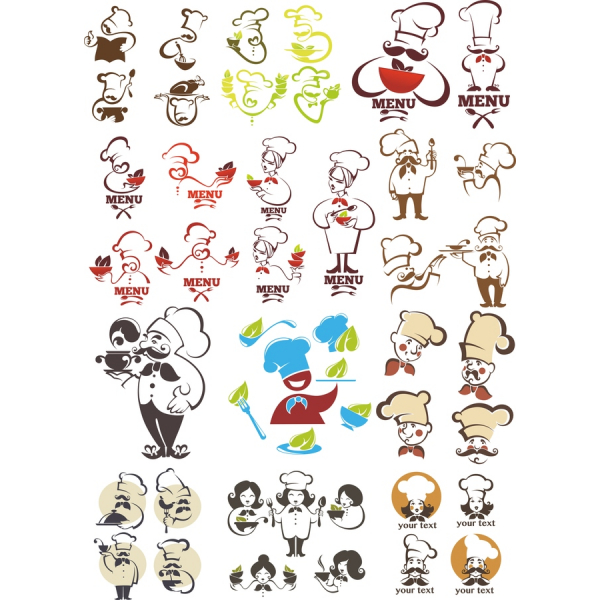 Le Chef Des Illustrations Vectorielles Ensemble Le Chef Des Illustrations Vectorielles Ensemble