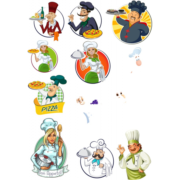 Chef &amp; Culinaria Clipart Set - Vivace Vettoriali Illustrazioni