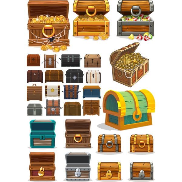 Schatztruhe-Vektor-Bundle - Qualitativ Hochwertige Clipart Illustrationen