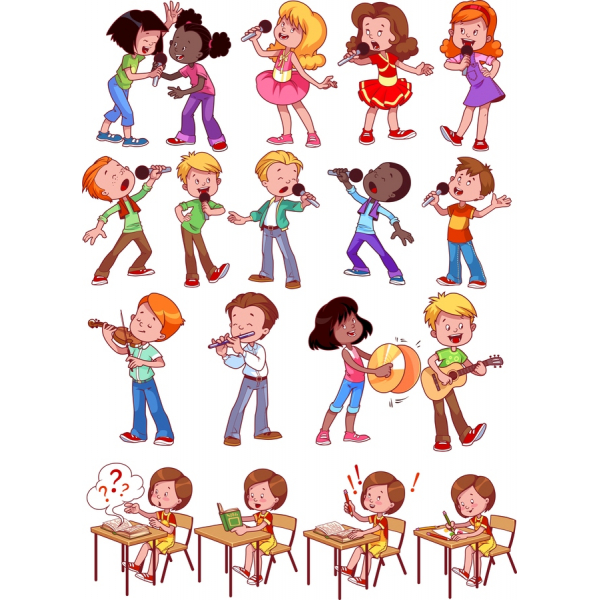 Joyful ทำนอง,จังหวะ:เด็กในชื่อฮาร์มอเว็กเตอ Clipart ตั้งค่า