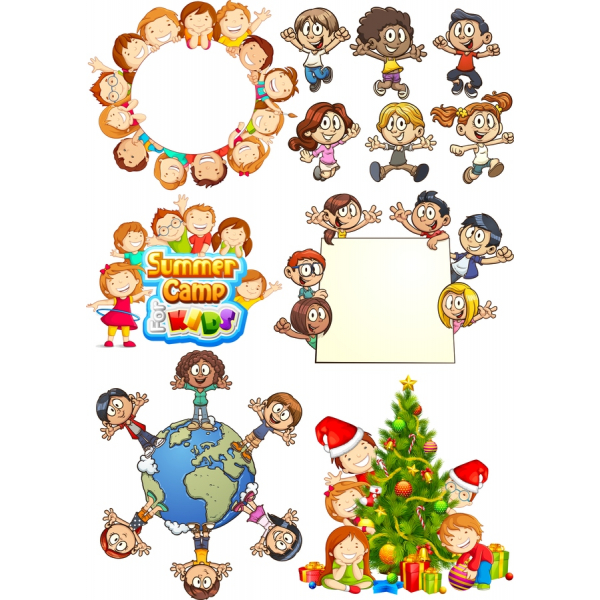 Kinder Themen-Vektor-Clipart - Sommer-Camp & Urlaub Spaß Kinder Themen-Vektor-Clipart - Sommer-Camp & Urlaub Spaß