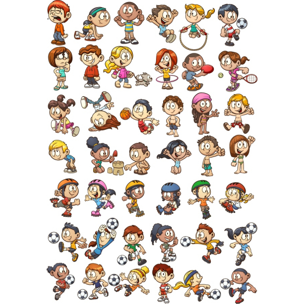 เด็กกีฬาเว็กเตอ Clipart ตั้งค่า