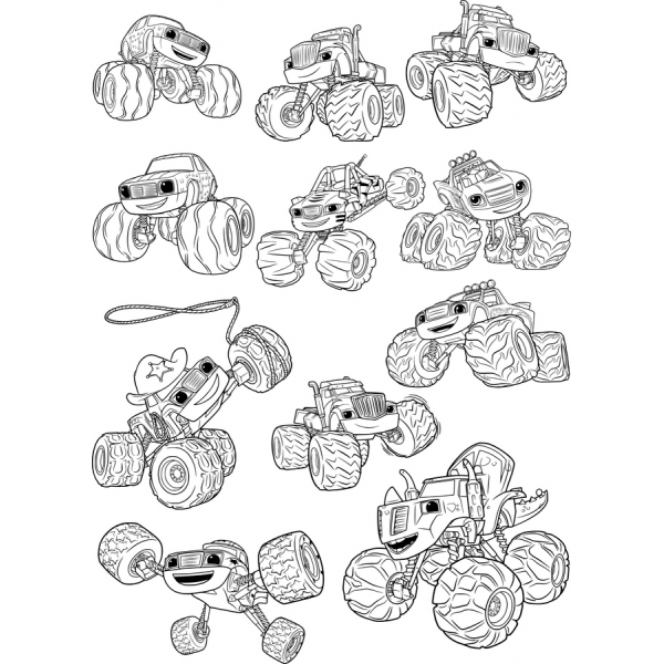 Set di Adorabili Monster Truck Vettoriali Illustrazioni Set di Adorabili Monster Truck Vettoriali Illustrazioni