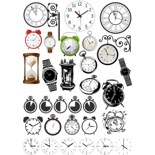 Nadčasové Hodiny Kliparty Bundle - SVG A PNG Ilustrace