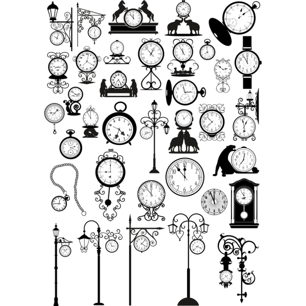 Vintage Clock Vector Illustrations Bundle Vintage Clock Vector Illustrations Bundle