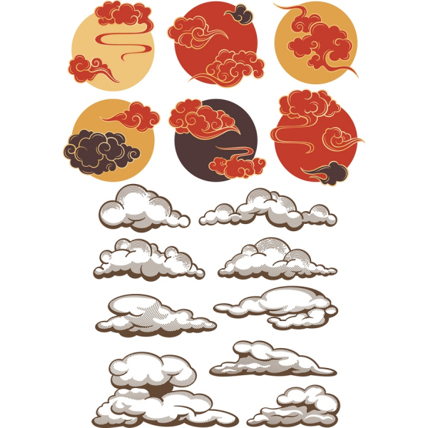 Vettore di Nuvola e Vortice Illustrazioni Set Vettore di Nuvola e Vortice Illustrazioni Set