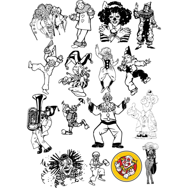 Zestaw ilustracji wektorowych Klauna - Fantazyjne wzory na każdą okazję Zestaw ilustracji wektorowych Klauna - Fantazyjne wzory na każdą okazję
