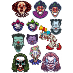 Assustador Palhaço Bundle - 12 Exclusiva Clipart