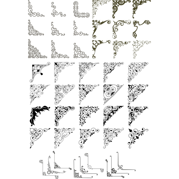 Περίτεχνα Διάνυσμα Γωνία Clipart Set - Κομψή Σχέδια SVG Περίτεχνα Διάνυσμα Γωνία Clipart Set - Κομψή Σχέδια SVG