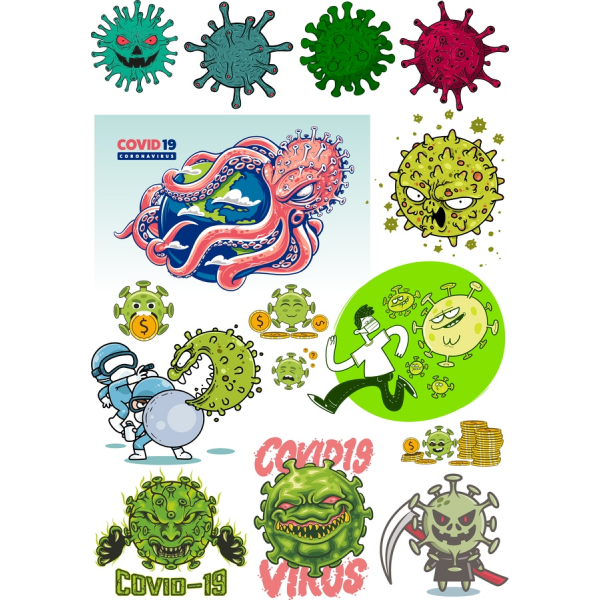 COVID-19 phim Hoạt hình Virus Véc tơ Bó