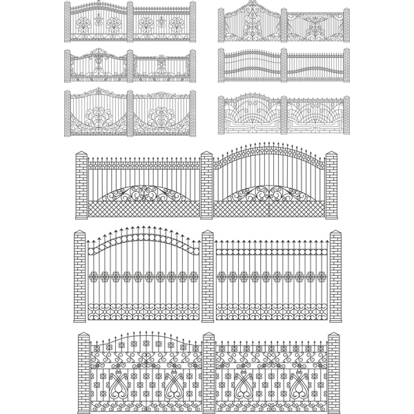 Decoratieve Omheining Vector Clipart Set Decoratieve Omheining Vector Clipart Set