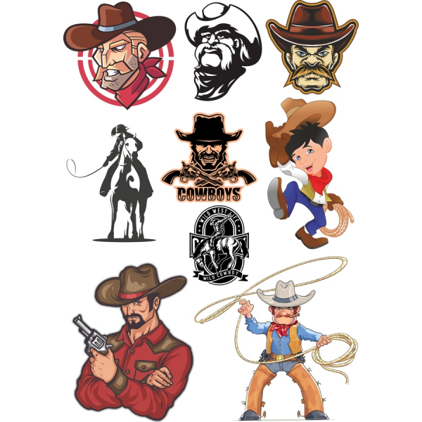 Cowboy Clipart Set - Wild West Vector Ilustrații Cowboy Clipart Set - Wild West Vector Ilustrații