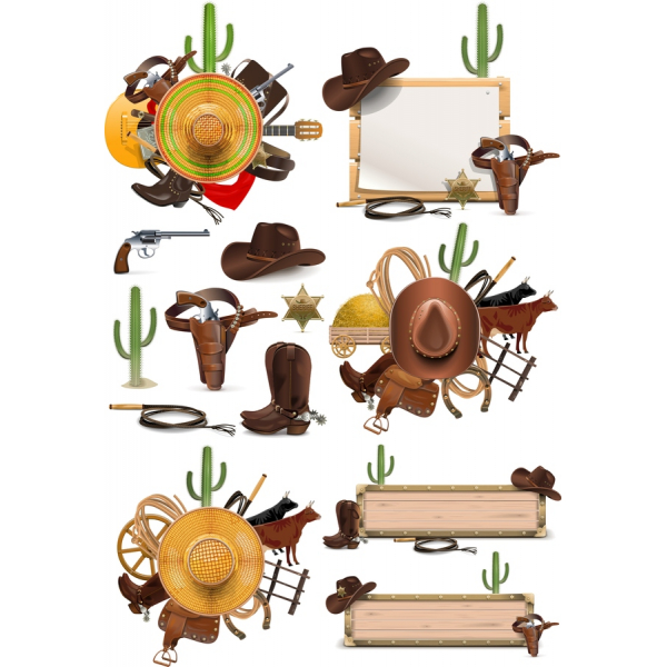 Western-Tema Vektor Clipart Sæt Western-Tema Vektor Clipart Sæt