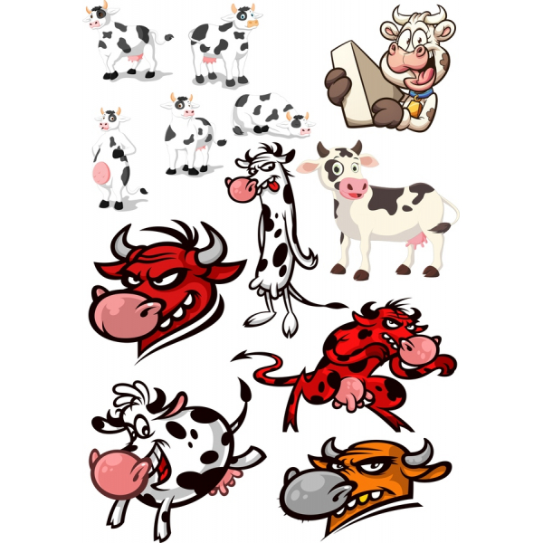 Ng'ombe Clipart Vector Kuweka - Kichekesho Ng'ombe Vielelezo Ng'ombe Clipart Vector Kuweka - Kichekesho Ng'ombe Vielelezo