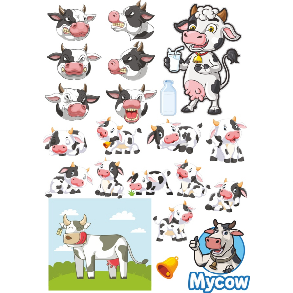Ma Vache Vector Illustration Set - Adorable Vache Cliparts Ma Vache Vector Illustration Set - Adorable Vache Cliparts