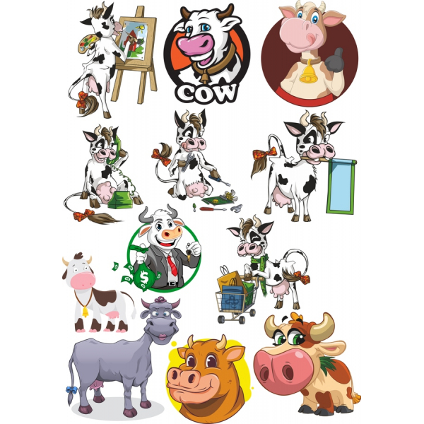 Kuh Clipart Collection - Whimsical Vektor-Illustrationen Kuh Clipart Collection - Whimsical Vektor-Illustrationen