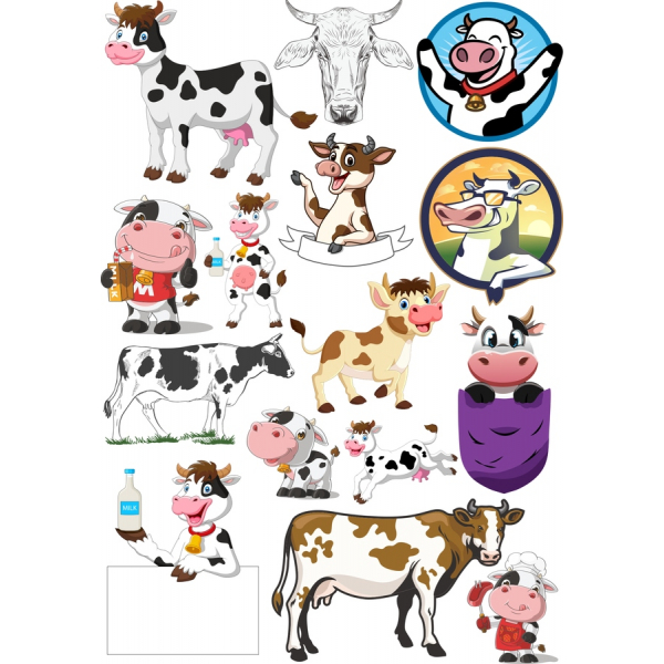 Hravé Kráva Vektor Klipart Set - SVG A PNG Bundle Hravé Kráva Vektor Klipart Set - SVG A PNG Bundle