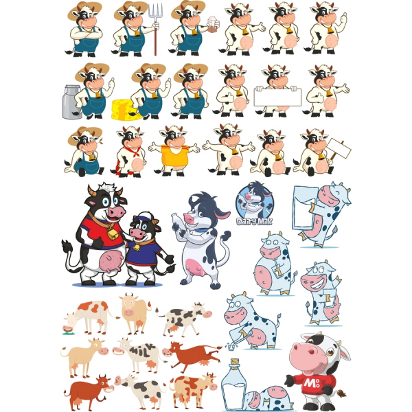 Encantador Vaca Ilustraciones De Vectores Paquete Encantador Vaca Ilustraciones De Vectores Paquete