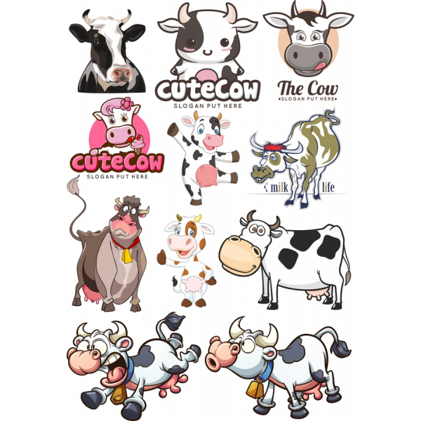 Ko Clipart Bundle - Sød Vektor Illustrationer Ko Clipart Bundle - Sød Vektor Illustrationer