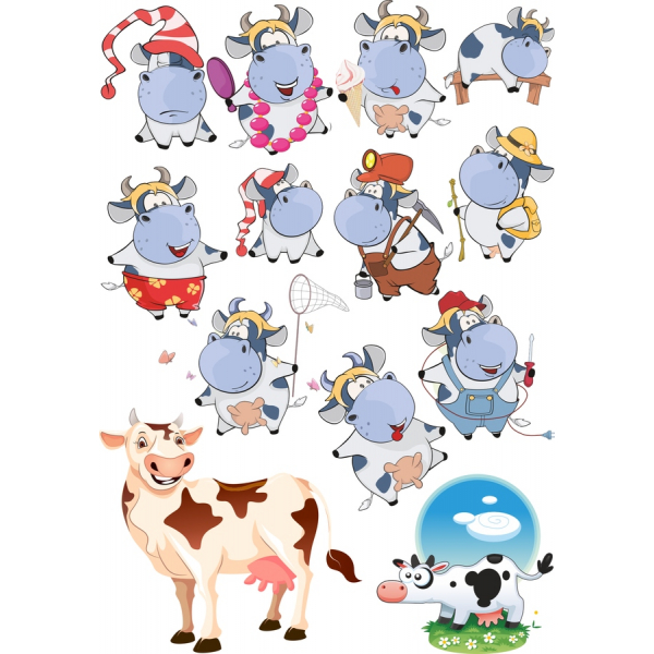 Lindo Vaca Conjunto De Ilustraciones De Vectores Lindo Vaca Conjunto De Ilustraciones De Vectores