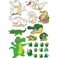 Crocodile Character Set: Playful