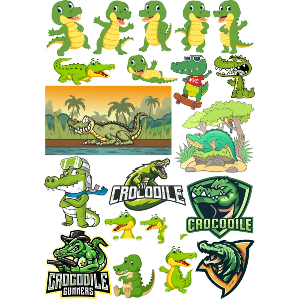 Krokodille Clipart Bundle - Legende Vektor Illustrationer