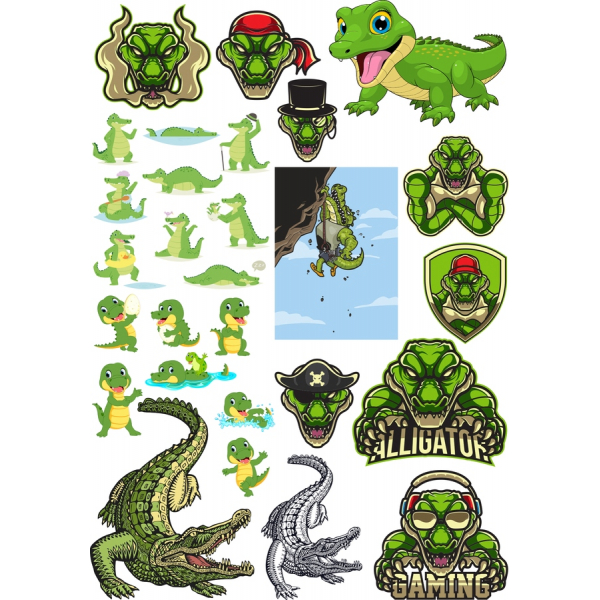 Alligator and Crocodile Vector Clipart Set Alligator and Crocodile Vector Clipart Set