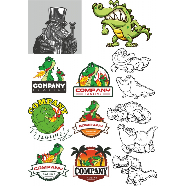 Lebendigen Krokodil Vektor-Illustrationen Clipart Bundle Lebendigen Krokodil Vektor-Illustrationen Clipart Bundle