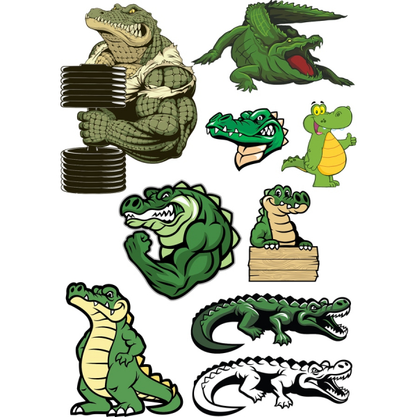 Krokodýl Clipart Bundle - Zábavné Vektorové Ilustrace