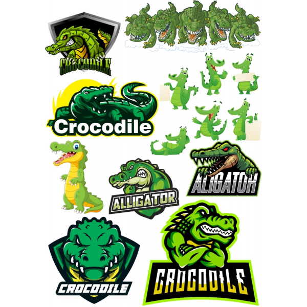 Le Crocodile et l'Alligator Vecteur Clipart Bundle