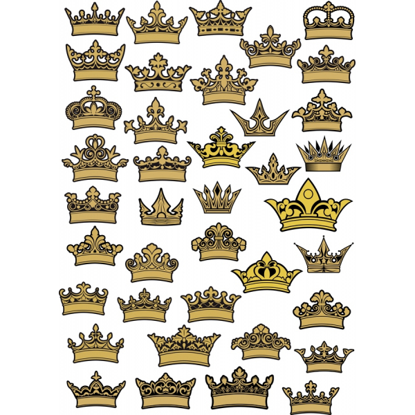 Krunu Vektor Clipart Postavio Krunu Vektor Clipart Postavio