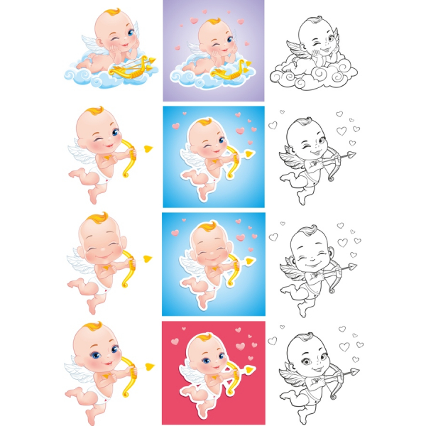Bebé Cupido Vector De Imágenes Prediseñadas Conjunto Bebé Cupido Vector De Imágenes Prediseñadas Conjunto