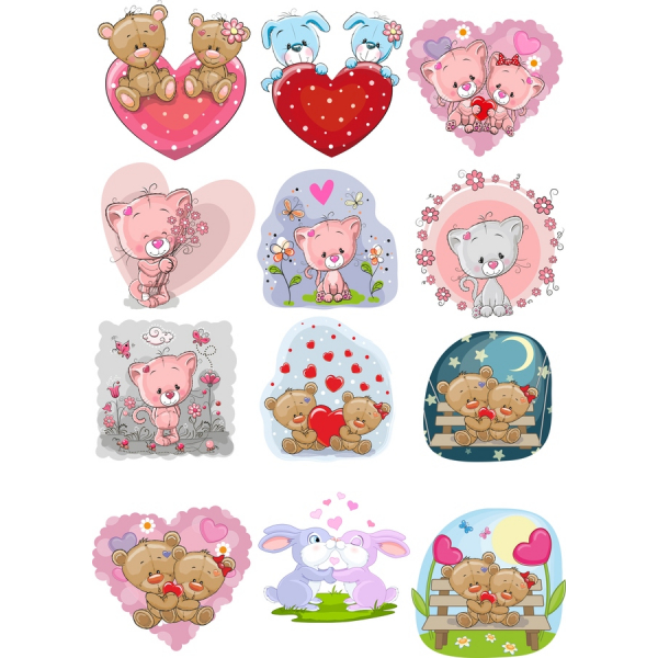 Lunático Pássaros Do Amor De Clipart De Vetor Definido