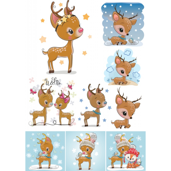 Whimsical Woodland กวาง Clipart ตั้งค่า-น่ารักจังเว็กเตอ Illustrations