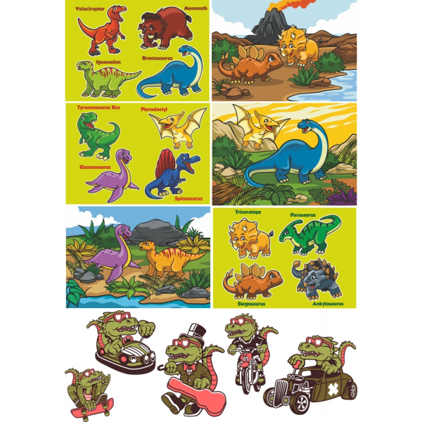 Wektor Zestaw Klipartów Dino Delight Wektor Zestaw Klipartów Dino Delight