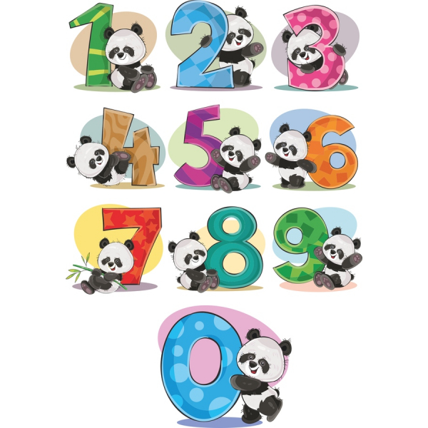 Panda Numbers Vector Clipart Set Panda Numbers Vector Clipart Set